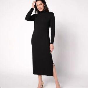 New Women with Control Black Long Sleeve Tummy Control Slimming Jersey Dress XLP
